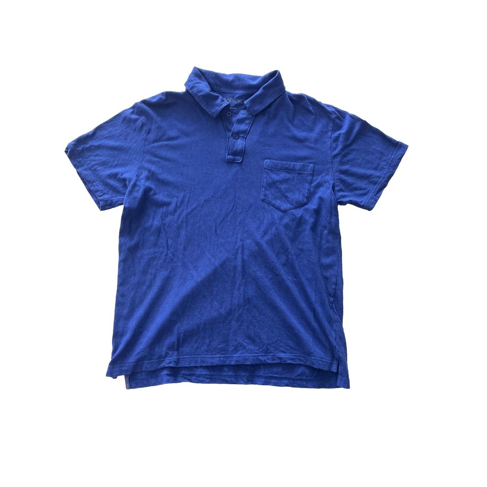 Bamboo Styles Size L Men's Polo Royal Blue Short Sleeve Button‎ Bamboo Cotton